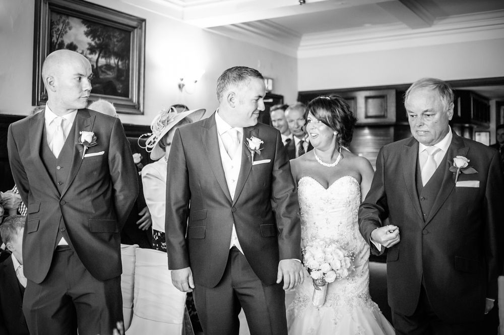 Bride walking down aisle, Whitley Hall weddings, Sheffield wedding photographers