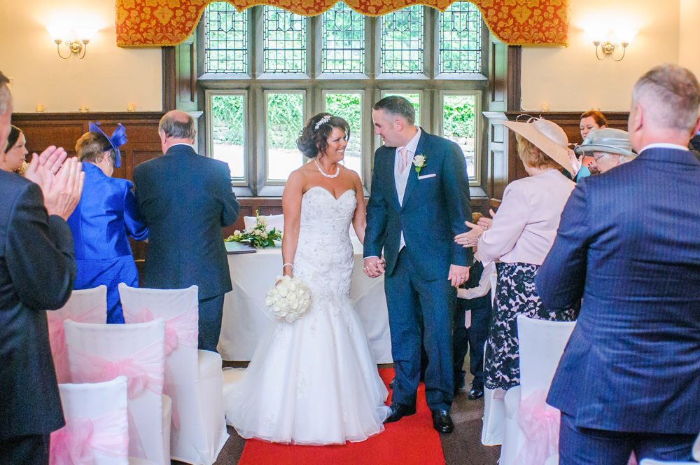 Walking down aisle, Whitley Hall weddings, Sheffield wedding photographers