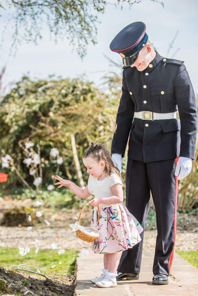 flower girl throwing petals, Greens at Gretna wedding photography