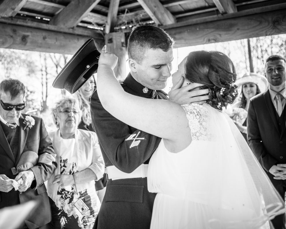 First kiss, military wedding, Greens at Gretna weddings