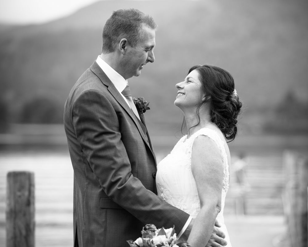 Looking at each other, Lingholm wedding, Lake District