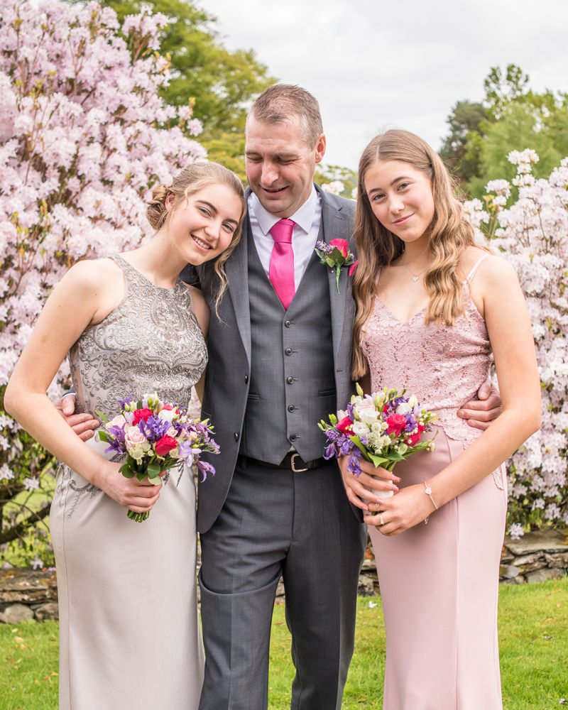 Monty and his daughters, Lingholm wedding, Lake District