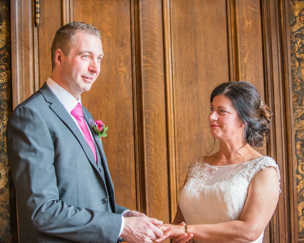 Vow exchange, Lingholm wedding, Lake District