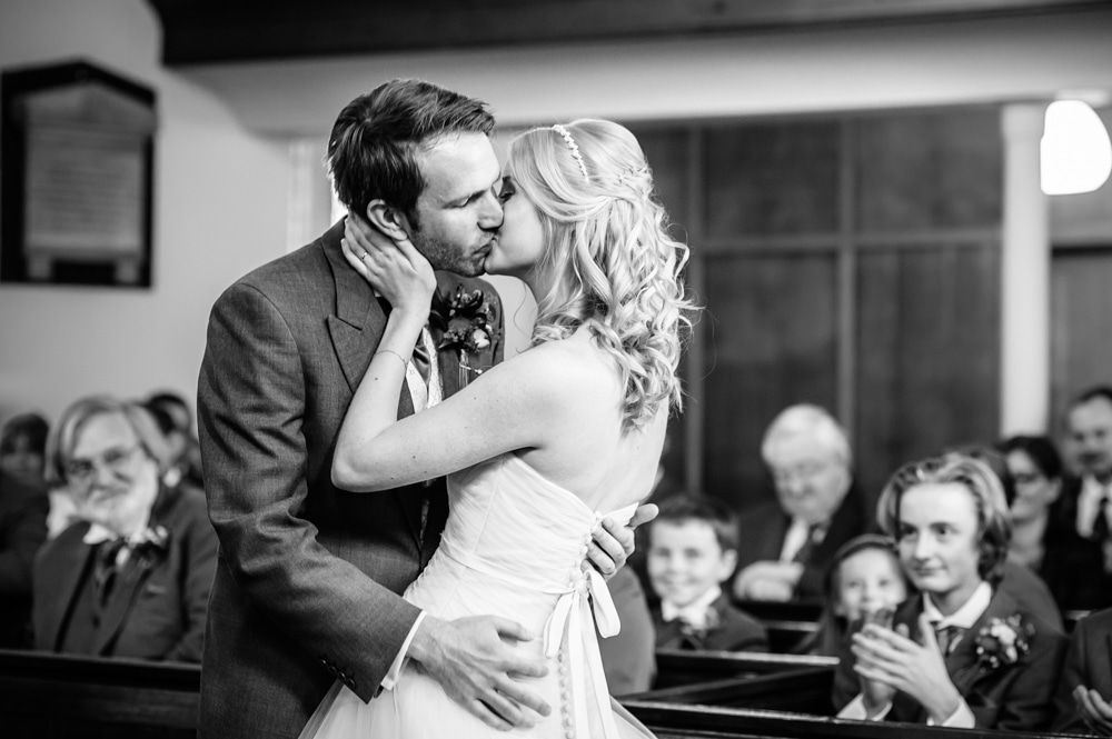 First kiss, Maynard wedding, Sheffield photographers