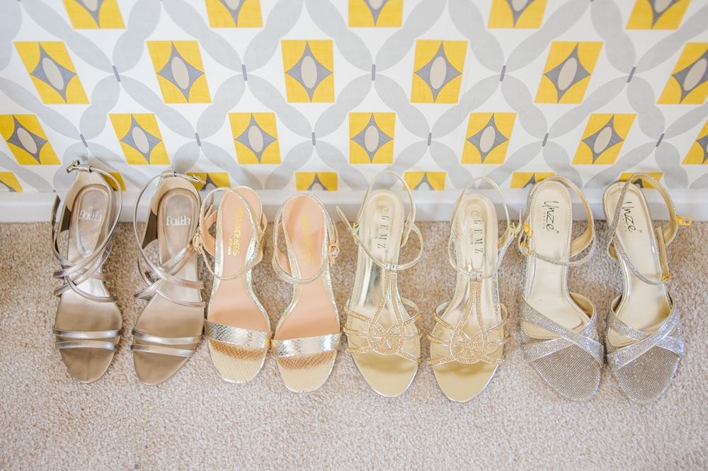 All the bridal party shoes lined up, Maynard wedding, Sheffield photographers