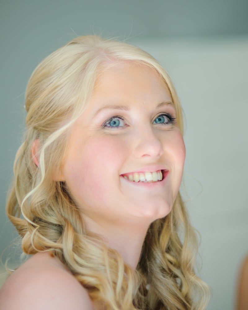 Emma smiling, Maynard wedding, Sheffield photographers