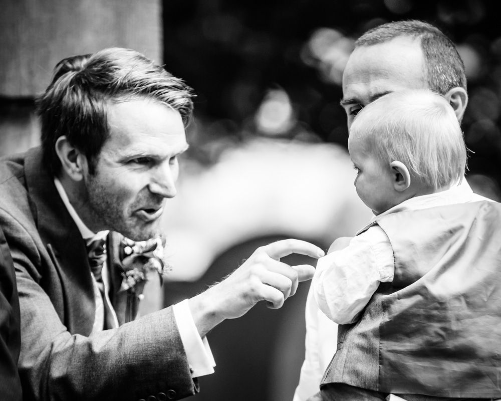 Nick meeting the children at wedding, Maynard wedding, Sheffield photographers