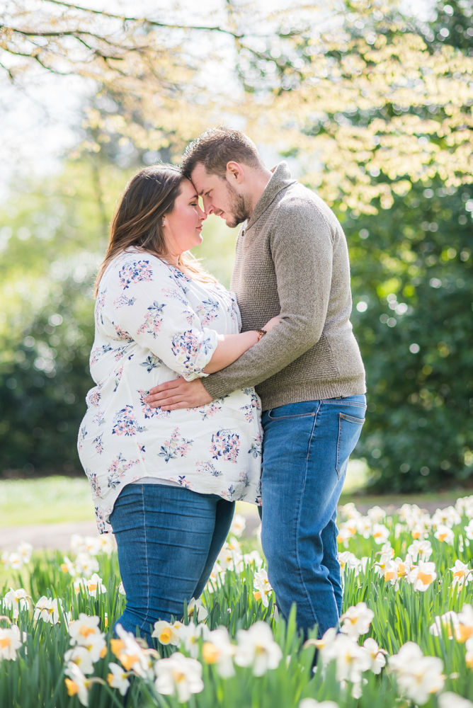 Alex and Ben in daffodil patch, Lake District wedding photographers