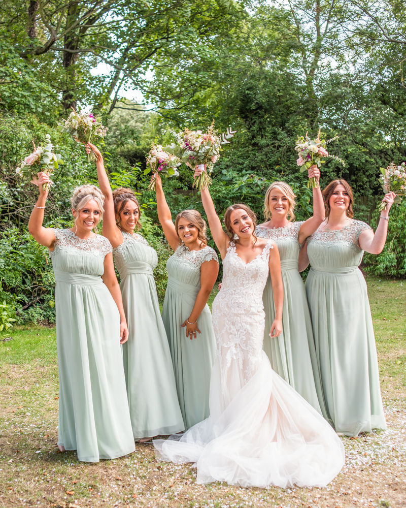 Bridesmaid squad photo at Mosborough Hall, Sheffield