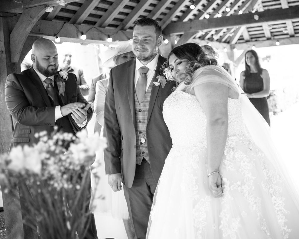 Cuddling up in ceremony, Ye Olde Bell wedding, Retford