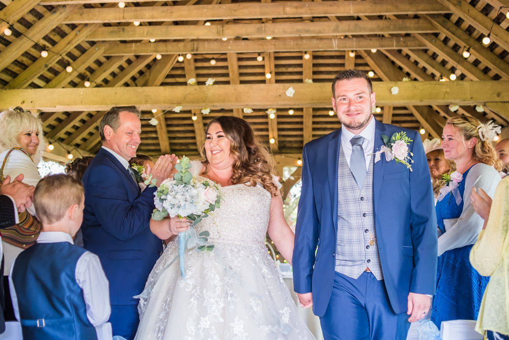 Walking down aisle, outdoor wedding,  Ye Olde Bell wedding, Retford