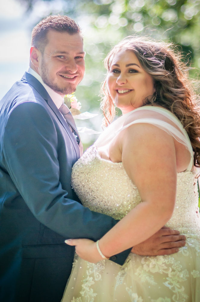 Smiling in the sunshine, Ye Olde Bell wedding, Retford