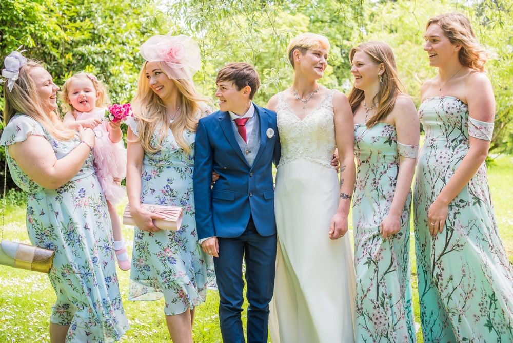 With the bridesmaids, Carlisle Register office, Lake District wedding photography
