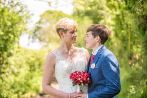 In countryside lane, Carlisle Register office, Lake District wedding photography