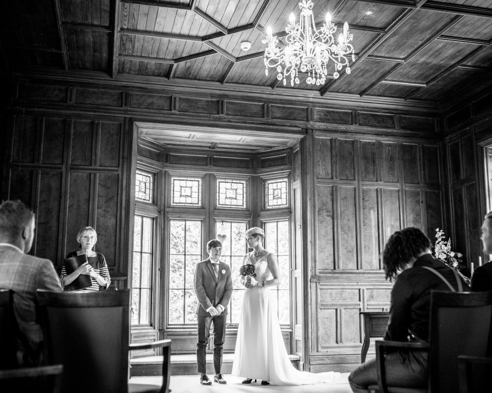 Waiting to go down the aisle, Carlisle Register office, Lake District wedding photography