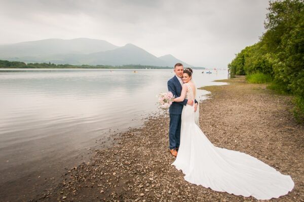 Bassenthwaite shores wedding photo, Castle Inn Hotel weddings, Lake District
