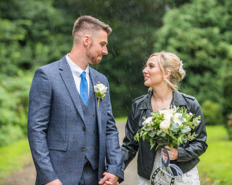 Rainy wedding portraits in Carlisle, wedding photographers Carlisle register office elopement wedding Lake District