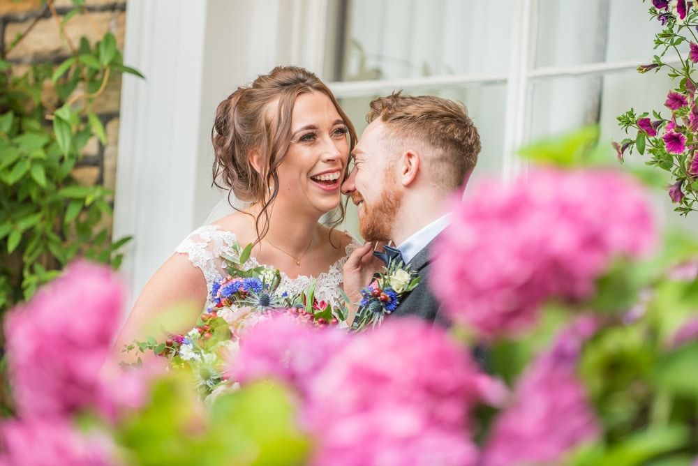 Laughter in grounds, Sheffield wedding photographers, Ringwood Hall Hotel