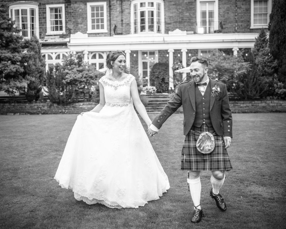 Walking outside by the hotel, Sheffield wedding photographers, Ringwood Hall Hotel