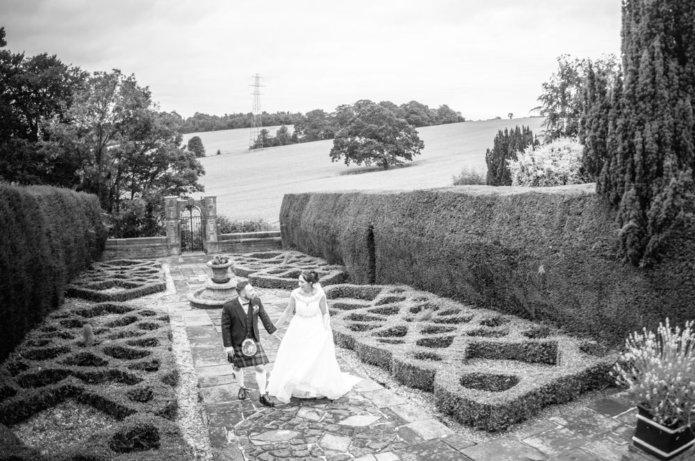 In the manicured maze at Ringwood Hall, Sheffield wedding photographers, Ringwood Hall Hotel