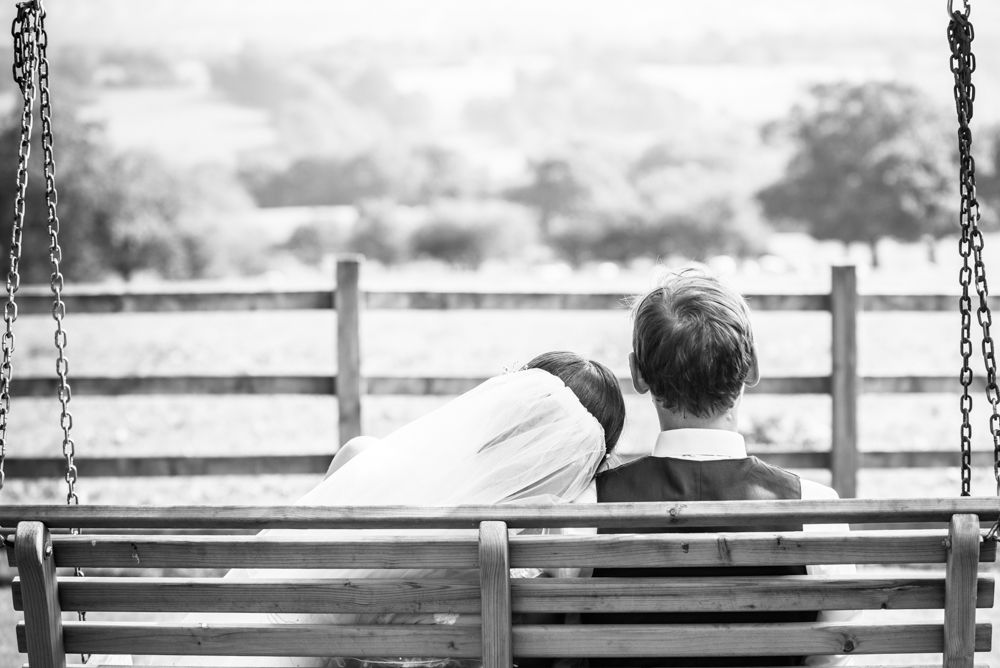 Looking at the view from the swing, Shireburn Arms, Lancashire wedding photographers