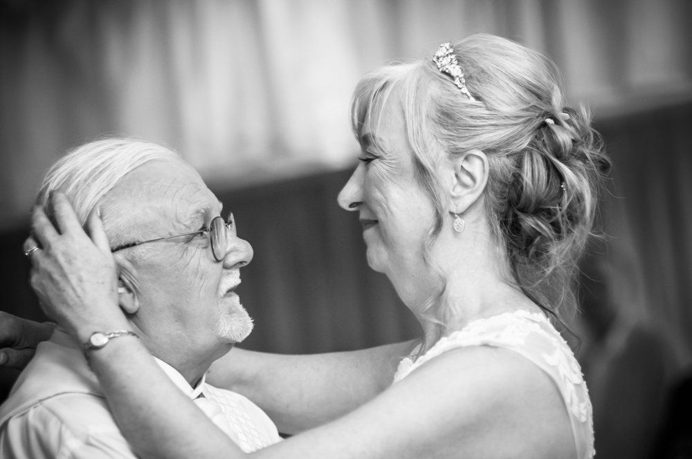 Close up first dance looks,  Hotel Van Dyk wedding photography Chesterfield