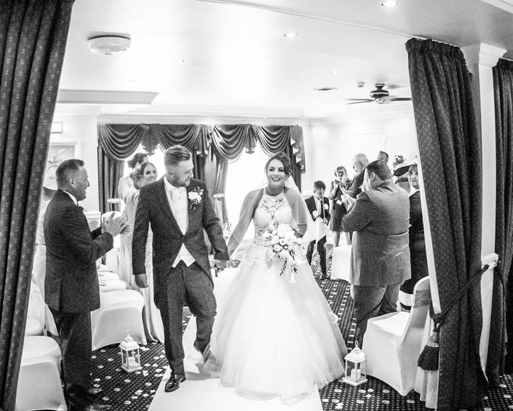 Walking out of ceremony, Waterton Park Hotel weddings, Yorkshire wedding photographers