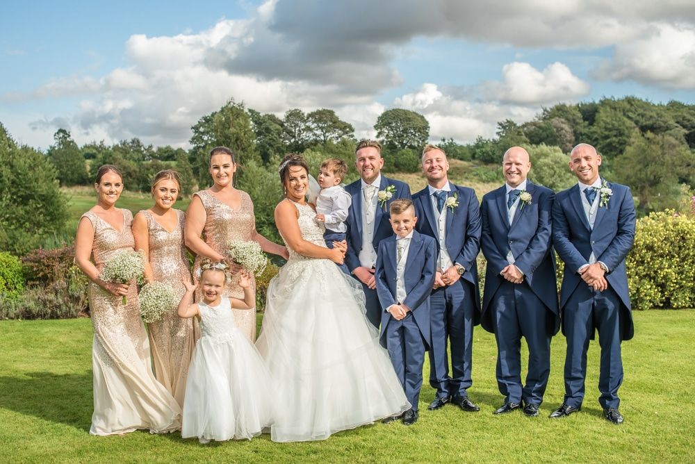Bridal party group photo, Waterton Park Hotel weddings, Yorkshire wedding photographers