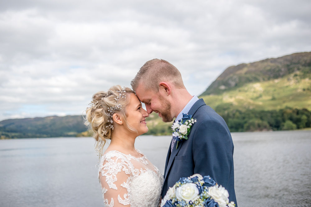 Head to head on jetty, Inn on the Lake Weddings, Lake District