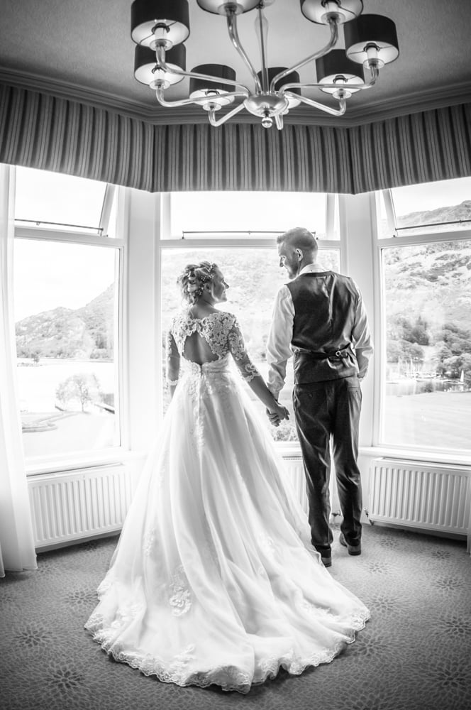 In the bay window in bridal suite, Inn on the Lake Weddings, Lake District