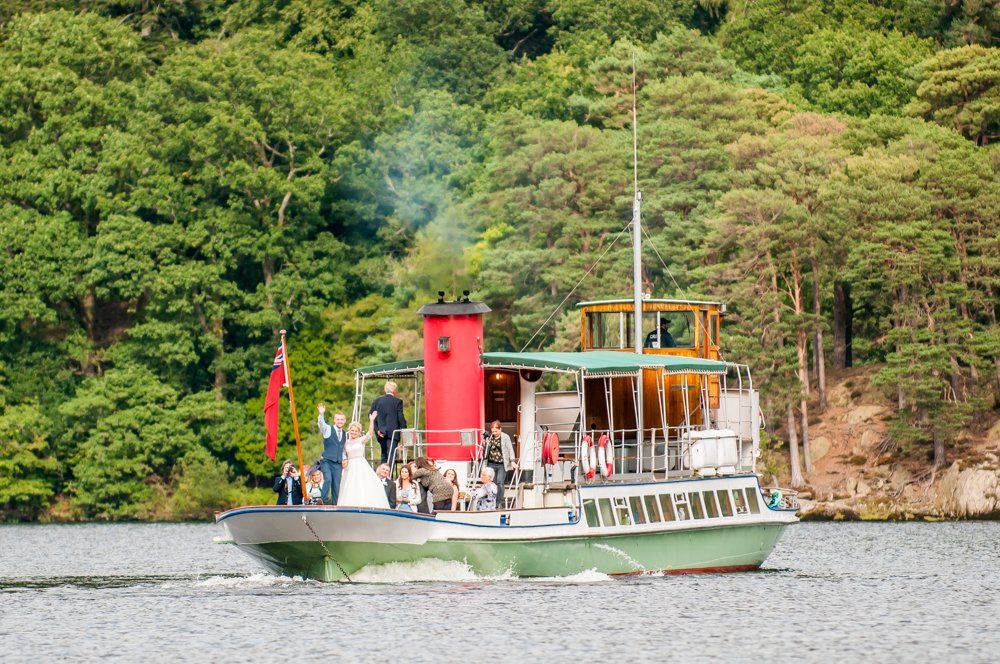Ullswater steamer taken from jetty at hotel, Inn on the Lake Weddings, Lake District