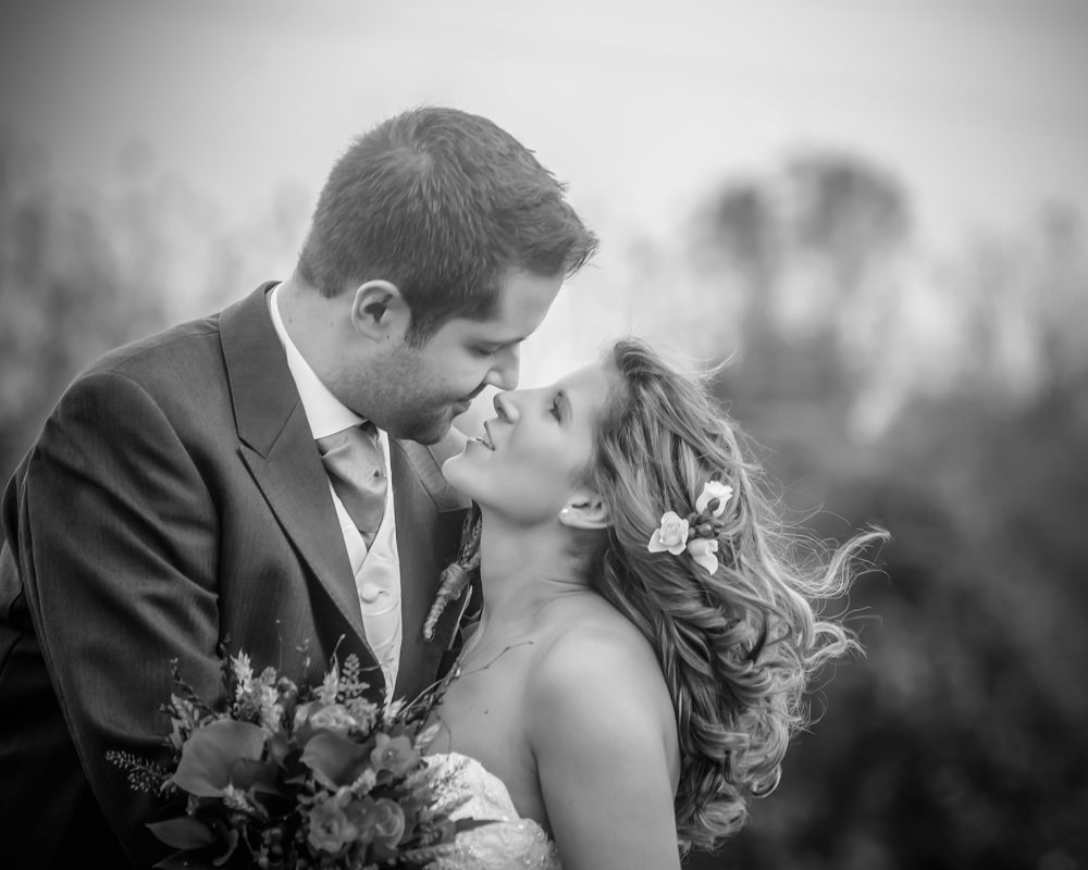 bride and groom looking at each other, autumn weddings, cheap wedding photographers Sheffield