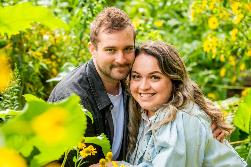 Hiding in flower patch in Botanical Gardens in Sheffield