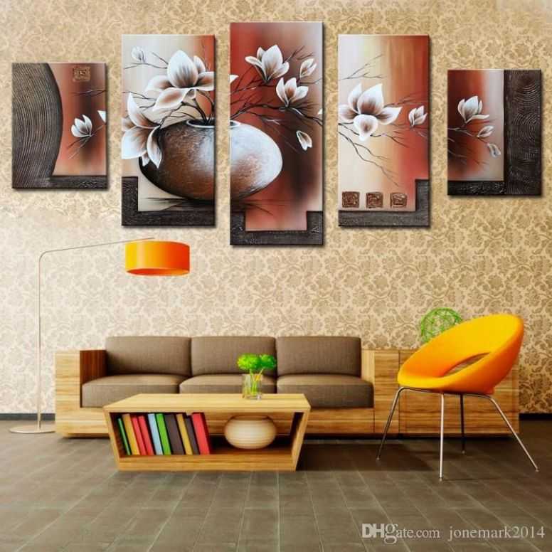 5 Pcs/set No Framed 100% Handmade Beautiful Flower Oil Painting For Dining  Room Modern Canvas Art Home Decor Wall Painting Inside Dining Room Wall Art Set Of 4 (Gallery 15 of 15)