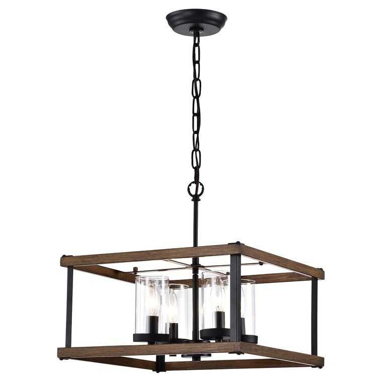 Union Rustic Vassallo 4 – Light Shaded Rectangle / Square Chandelier |  Wayfair Have To Do With Ellenton 4 Light Rectangle Chandeliers (Gallery 15 of 15)