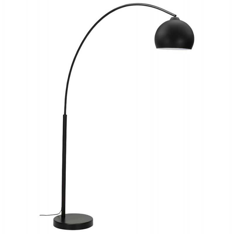 Arc Floor Lamp In Black Metal With Minimalist Lines. Pertaining To Matte Black Floor Lamps For Minimalist House Design (Gallery 1 of 15)