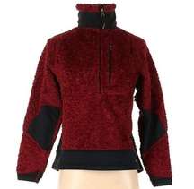 Eastern Mountain Sports Womens Small Red Black Half Zip Pullover Fleece Sweater