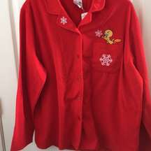 Ladies warner brothers fleece sleep top lrg