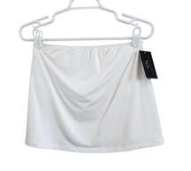 Klassy Network Tube Top Mid-length Crop White Brami Built in Bra Sz Large