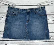 Kensie Jeans NWT Size 14/32 Blue Distressed Frayed Hem Denim Jean Mini Skirt