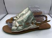 Rag & Co Fran Gold Back Strap Flat Sandal size US 8 slingback