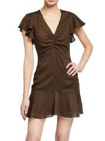 $394 Alexis Dress Alexis Benz’s Brown Polk-A-Dot‎ Mini Dress ( S )