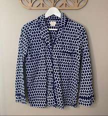 Kate Spade Pajama Button Down Top Blue Sz Small