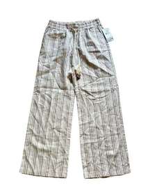 Harmony & Havoc NEW Striped Linen Pull On Boho Straight Pants Size L