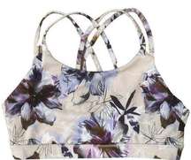 Gottex Sports Bra Athleisure Stretch Mesh Floral Pullover White Purple M NWOT