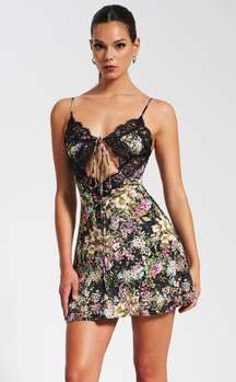 Floral Satin Mini Dress