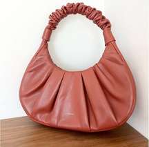 Sinbono vegan leather pleated rusty brown shoulder bag