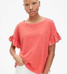 ✨Tori Richard Coral Linen Ruffle Sleeve Sweater✨