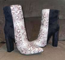 Snakeskin Color Block Booties