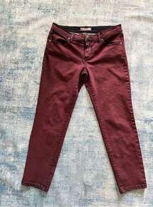 Free People Burgundy Cropped Skinny Ankle Jeans Size W 28